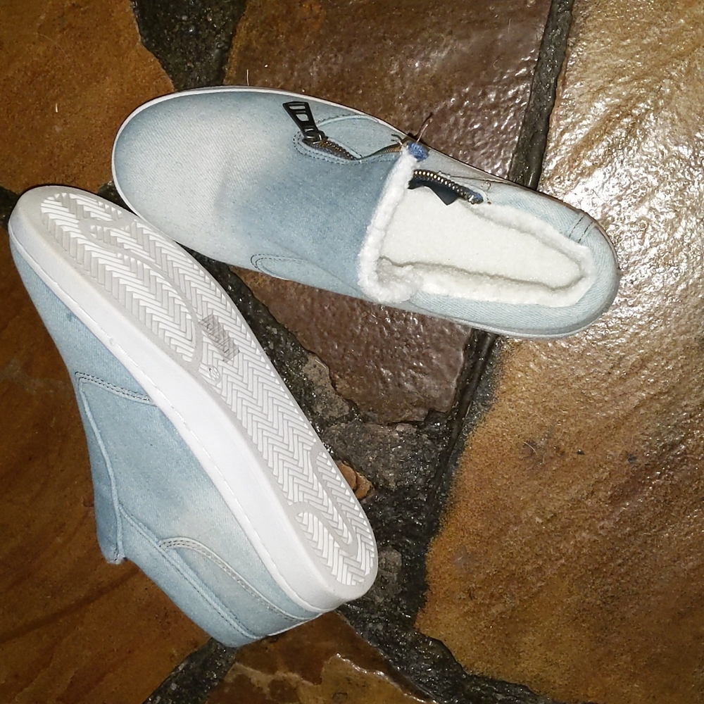 NWOB Denim Zip Side Slip On Canvas Shoes